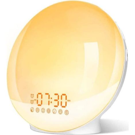 ARTINABS Eveil Lumière LED Radio Réveil Matin Lumineux Lampe de Chevet 20 Niveaux de Luminosité Simulateur d'Aube et Crépuscul[3] (1/3)