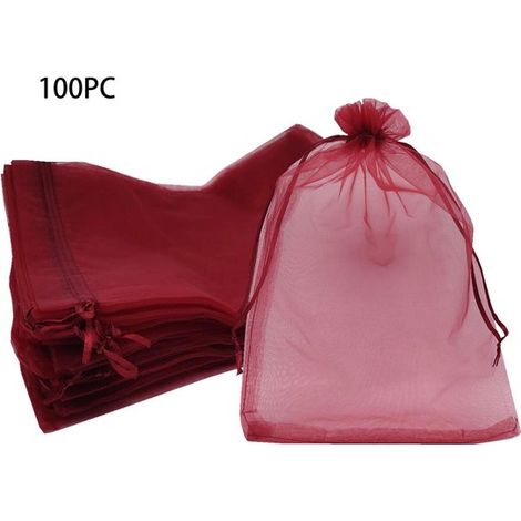 Bolsas de regalo de red (100 unidades), Bolsas de organza, Tamaño 1510cm, Bolsas transparentes para regalos de boda, joyería, Navidad, Morado (1/5)