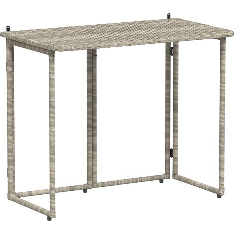 Table de jardin，Table d'extérieur pliante gris clair 90 x 51 x 75 cm polyrotin CFW14963 (1/5)