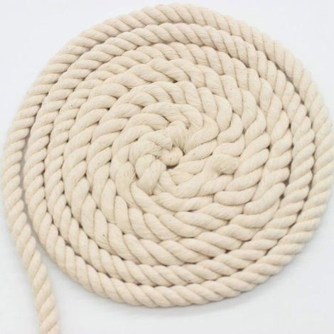 Corde souple torsadée 100 % coton pour macramé, tricot, plantes murales, loisirs créatifs - 10 m x 10 mm (1/5)