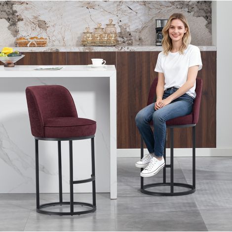 Sgabello bar cucina imbottito in lino 63,5 cm OKMYHOME (1/5)