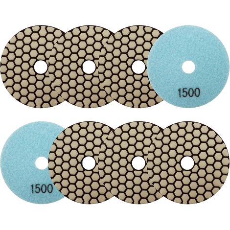 8 Pièces - Disque Diamant - Tampon Polissage - Pour Granit Marbre Quartz - Polissage À Sec - Noir - 100mm (1/5)