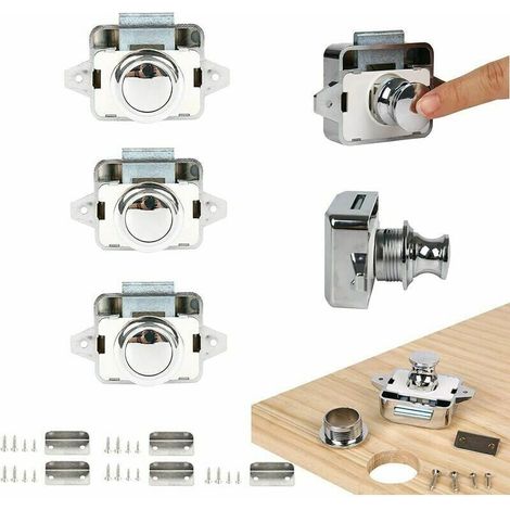 Keyless Furniture Knob Lock, 5-Button Caravan Door Knob Handle, Silver, (1/4)