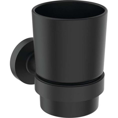 Ideal Standard IOM - Zahnputzbecher, Glas schwarz satiniert/Seide schwarz A7928XG (1/3)