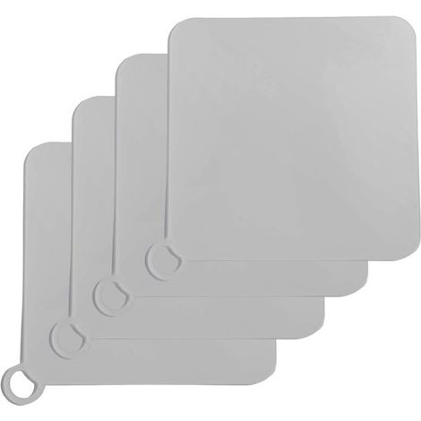 Adatto per Set di 4 coperture per scarico doccia in silicone antiodore antiscivolo per bagno e cucina 20x20 cm grigio (1/5)