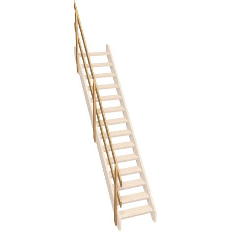 Rambarde pour escalier droit 2 lisses sapin, Normandie KORDO