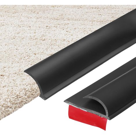 3.28Ft x 1.18" x 0.2" Profil De Transition Moquette Vers Carrelage, Bande Auto-Adhsive Bordure Moquette, Cache-Interstice PVC, Finition Bordure Stratifi Surfaces Ingales, Noir (1/5)