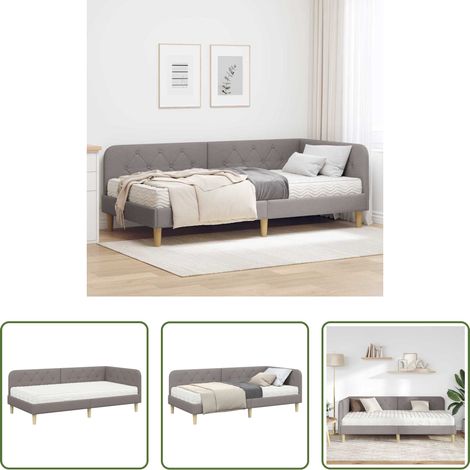 Cadre de lit - Cadre de lit d'angle Taupe 100 x 200 cm tissu (1/5)