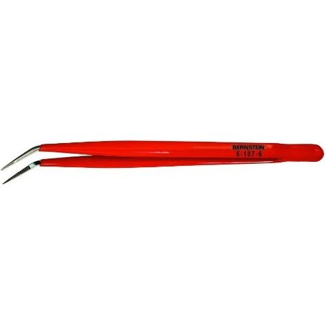 BERNSTEIN 5-107-6 - PINZETTE DI PRECISIONE PER MECCANICI, DIRITTE CON PUNTA PIEGATA, CON RIVESTIMENTO ISOLANTE IN NICHEL, 150 MM