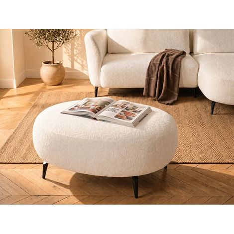 Pouf in Tessuto bouclette Bianco avorio - AREMIA (1/3)