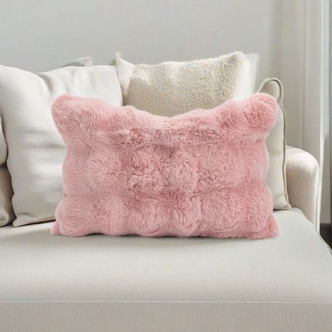 Lot de 2 taies d'oreiller douces à poils courts, à une seule face, pour le revêtement de canapé, style moderne, convient aux canapés et aux chambres à coucher, 30 x 50 cm, rose. (1/3)
