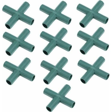 Connecteurs de cadre en plastique, connecteurs tubulaires Ă angle droit, connecteurs pour la construction de serres, 16 mm, 4 voies, en croix, lot de 10 (1/4)