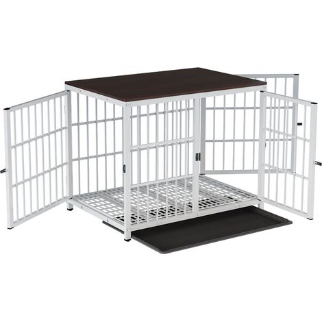 Bingo Paw – Cage pour chien intérieure en bois – 3 portes – 92x75x64cm – Design meuble élégant – Idéale pour grands chiens