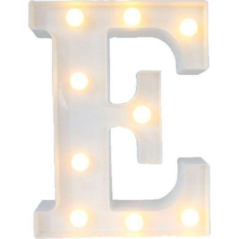 TRADE SHOP - Lettera E Luminosa Con Luci Led A Batteria Decorazioni Per La Casa Dim. 22 Cm - (1/2)