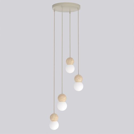 Lampada a sospensione LOOP in acciaio moka e legno