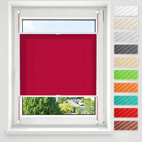 aubor Plissee ohne Bohren & zum Kleben Klemmfix Rot 85x120cm (BxH) (1/5)
