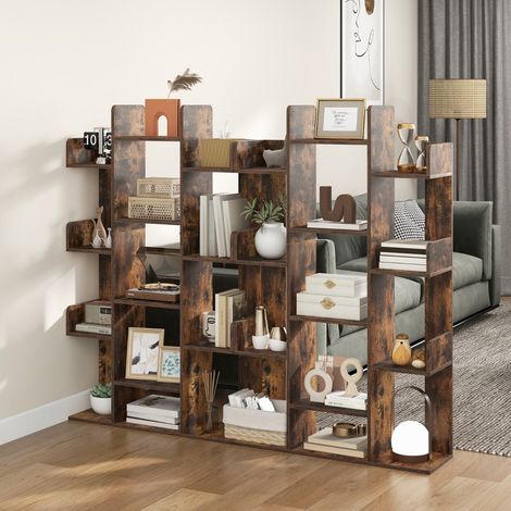 Bibliothèque en Forme d'Arbre, 13 Étagères Ouvertes 141 cm Marron Autoportante CW33449 (1/3)