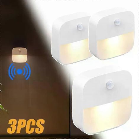 3er-Pack LED-Nachtlichter mit Bewegungsmelder, batteriebetrieben, kabellos, energiesparend, für Schrank und Zimmer geeignet, mit Körperkontakt. (1/4)