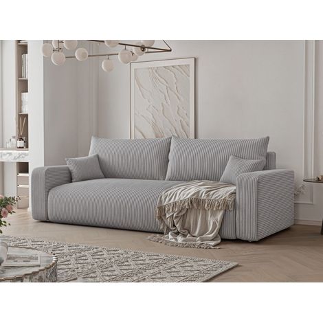 Sofa 3-Sitzer mit Schlaffunktion LUNA in Stoff Poso Hellgrau