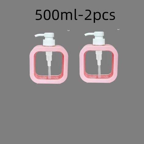 (rose - 500 ml - 2 pièces) Distributeurs de savon de salle de bain rechargeables pour lotion, shampoing et gel douche, distributeur de voyage portable, flacon pompe vide (1/5)