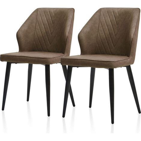 Faux Leather Dining Chairs 2X with Backrests and Metal Legs Brown (1/5)
