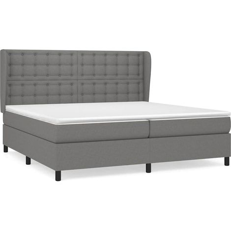 Maison Exclusive - Giroletto a Molle con Materasso Grigio Scuro 200x200 cm Tessuto (1/5)