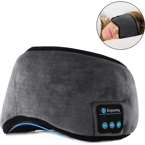 Auriculares para dormir 5.2 Máscara de dormir Bluetooth con música y altavoces ultradelgados, perfecta para dormir, viajar en avión, meditar y relajarse, regalo único para hombres y mujeres, gris (1/4)