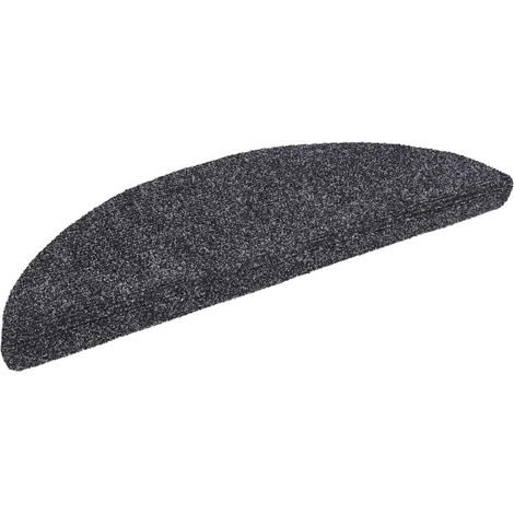 Stair Mats Self-adhesive 5 pcs 56x17x3 cm Dark Grey Half Round vidaXL