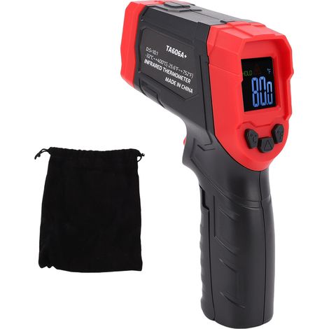 Infrarot-Thermometer mit Farbanzeige, tragbare, berührungslose Heißluftpistole für den industriellen Einsatz in Küchen. (1/5)