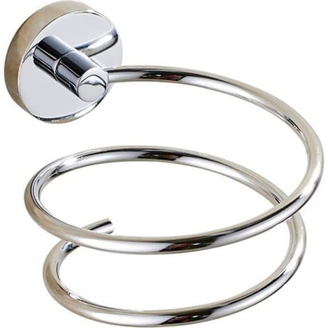 Supporto per asciugacapelli da parete cromato, supporto per asciugacapelli in acciaio inox, accessori per il bagno, base in rame, alta qualità (1/5)