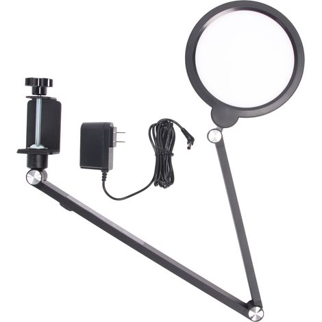 Lampe de table pour manucure, 3 modes de couleur, intensité variable, pliable, ronde, à bras articulé, LED, idéale pour la photographie en salon de beauté. (1/5)
