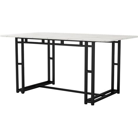 Tavolo da pranzo moderno 140 x 80 cm con piano in MDF e gambe in metallo nere (1/5)