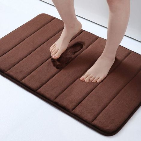 Homaxy Tapis de bain absorbant Tapis de salle de bain antidérapant Mousse à mémoire de forme douce Tapis de sol - brown-51CMx81CM