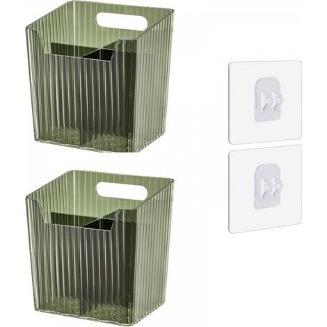 Lot de 2 bacs de rangement muraux pour douche, étagères de salle de bain, bac adhésif suspendu pour salle de bain, vert (1/5)
