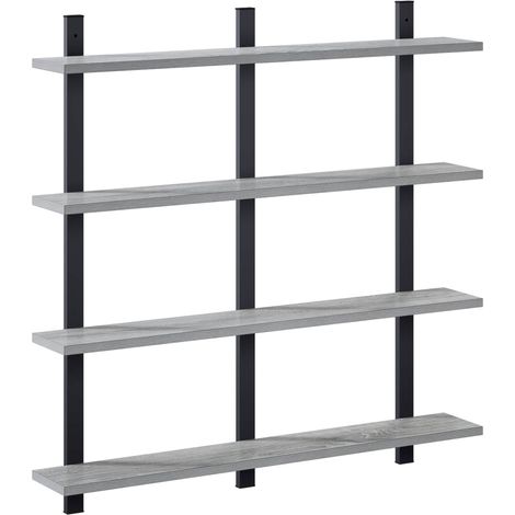 Wall Shelf Grey Sonoma 79.5 x 13.5 x 80 cm Engineered Wood vidaXL (1/5)