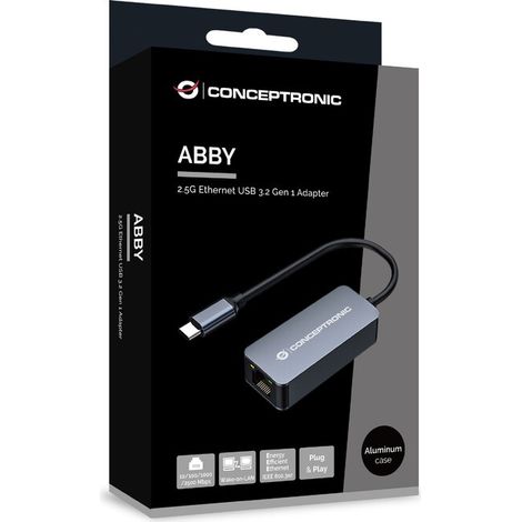 Conceptronic ABBY12GC Ethernet-Adapter Grau USB Typ-C