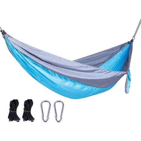 Doppel- und Einfach-Hängematte aus leichtem Nylon-Parachute für Camping mit Karabinern und Sicherheitsseil