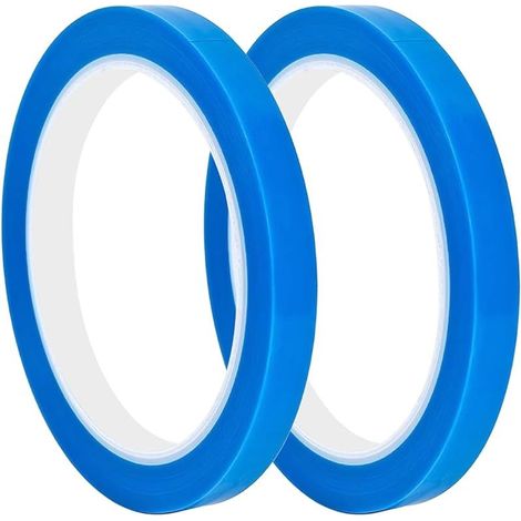 2 Pièces Ruban Adhésif Résistant à la Chaleur, 10mm x 50 m Ruban Isolant PET, Pour Circuits Électroniques- Bleu (1/5)