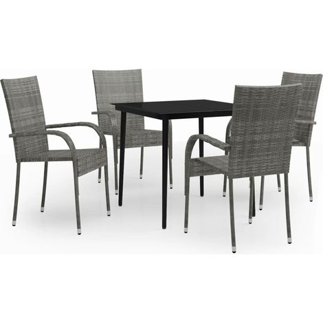 Ensemble à manger de jardin 5 pcs,Salon de jardin Gris et noir CFW46076 (1/5)