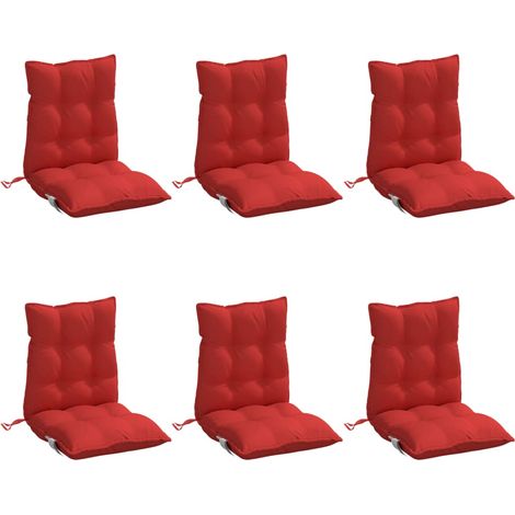 Coussins de chaise à dossier bas lot de 6 rouge tissu oxford vidaXL