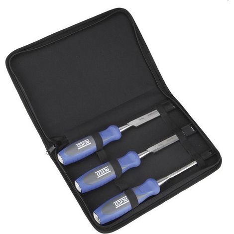 Set de 3 Ciseaux Manche Bicomposant en Sac Nylon Alyco