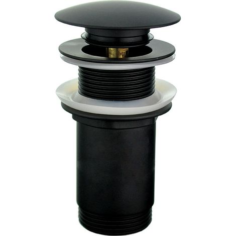 Bonde de lavabo Universelle sans Trop-Plein pour Lavabo et Évier – Valve Pop-up Noire Mate (1/2)