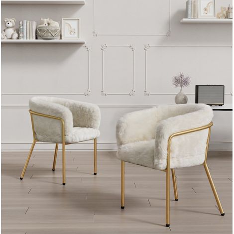 Silla comedor tapizada blanca con patas metálicas OKMYHOME (1/5)