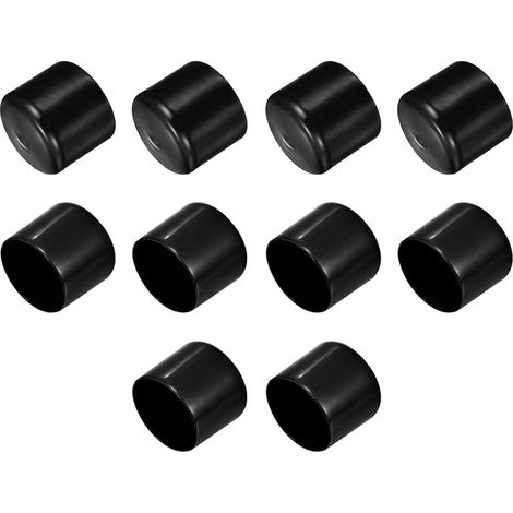 10 x Rubber End Caps 2 Inches (51 mm) ID Vinyl Round Tube Bolt Caps Thread Protectors Black (1/5)