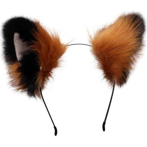 Niedliches, flauschiges Katzen-Fuchsohren-Cosplay-Anime-Fellstirnband – rot und schwarz (1/2)