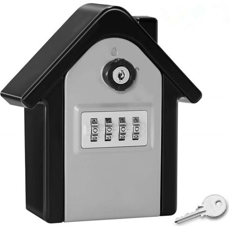 Cassetta di sicurezza miniaturizzata a parete con codice a 4 cifre resettabile e design resistente alle intemperie, per garage residenziali, preinstallata (grigia) - AquaForge (1/5)