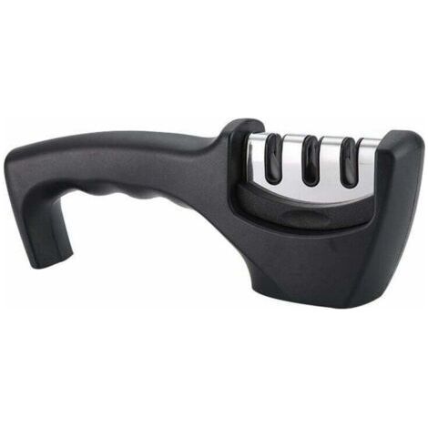 Ahlsen Knife Sharpener, 3 in 1 Professional Knife Sharpener, Manual Knife Sharpener, Knife Sharpener for Stainless Steel Knives of All Sizes (Black), (1/5)
