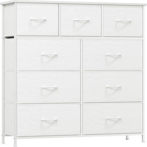 Commode de Rangement pour Chambre à 9 tiroirs en Tissu, Blanc (1/5)