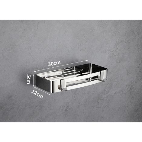 -2 Étagères de salle de bain en acier inoxydable, étagère d'angle, organisateur de cuisine, ventouse, fixation murale, accessoires de salle de bain (1/5)
