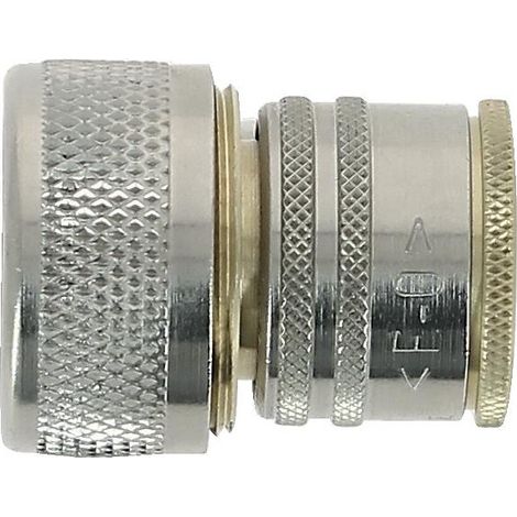 Raccord rapide sécurité laiton nickelé avec verouillage pour montage sur raccord rapide mâle pour tuyau de 15 mm - FAUQUET (1/3)